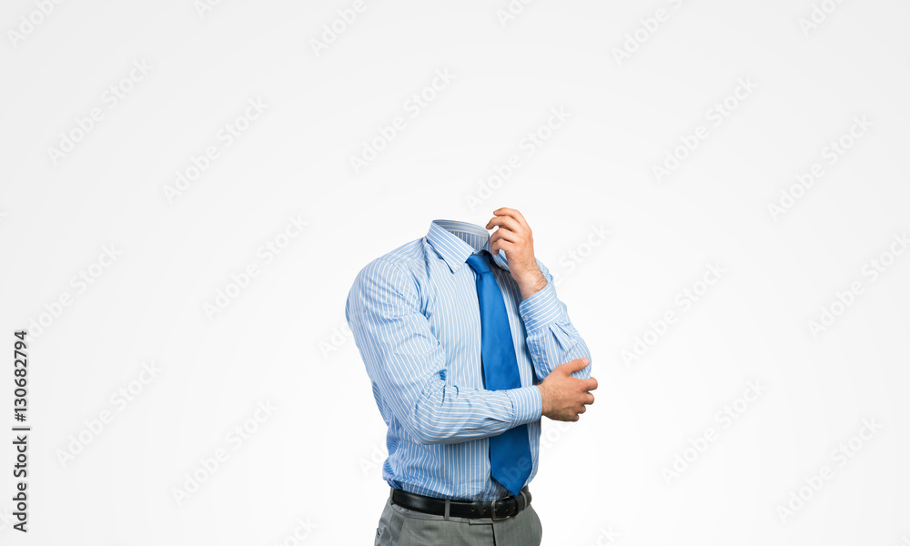 Headless pensive businessman