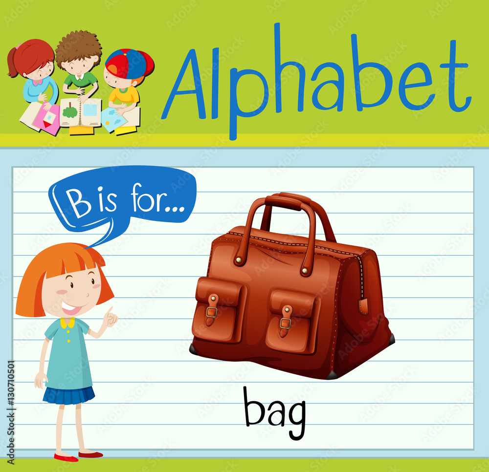 Flashcard letter B is for bag