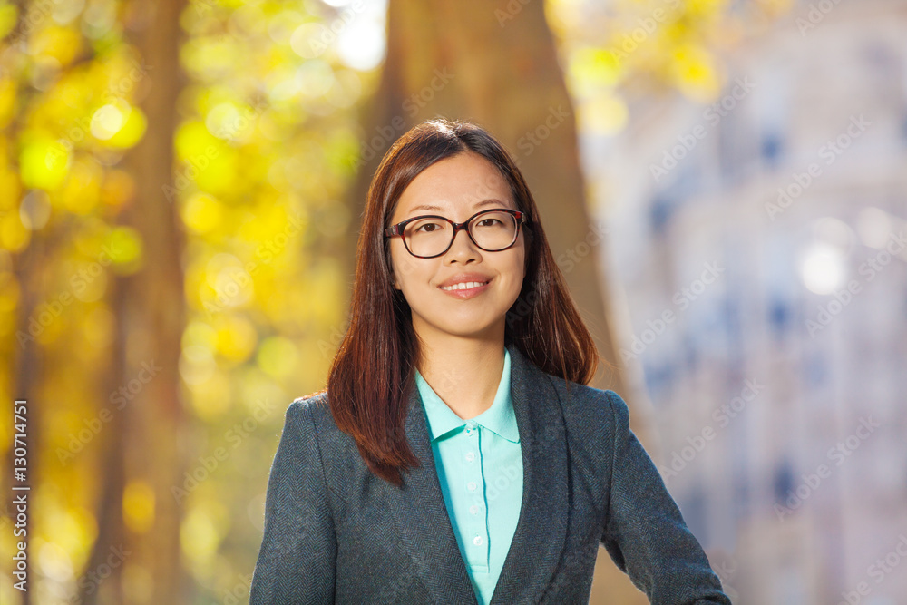 Portrait of a beautiful Asian woman face smiling