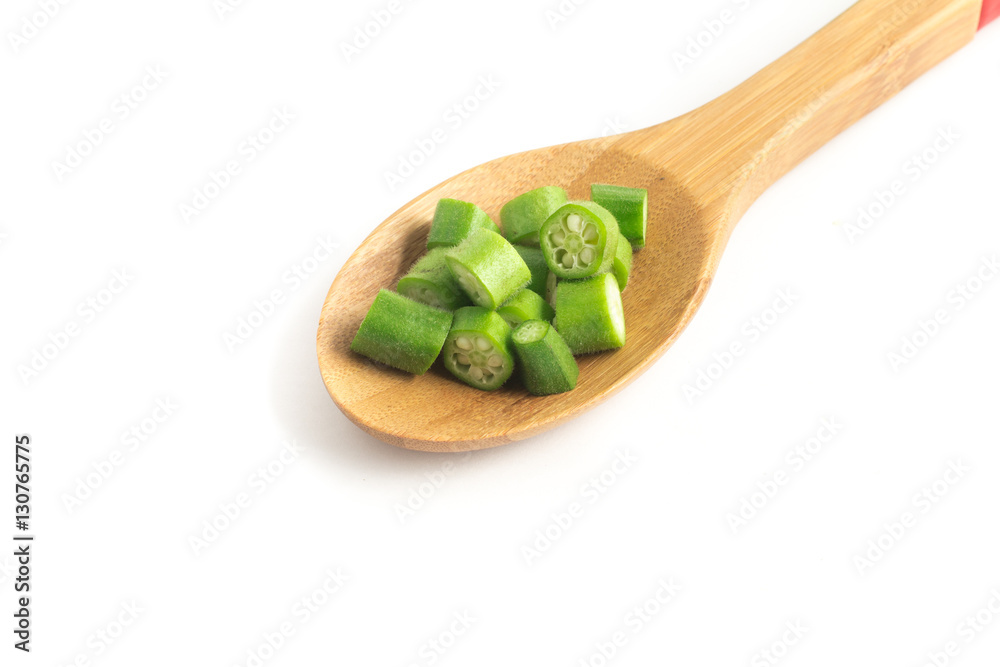 Okra sliced into a spoon