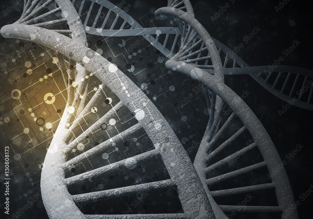 DNA molecules background, 3D rendering