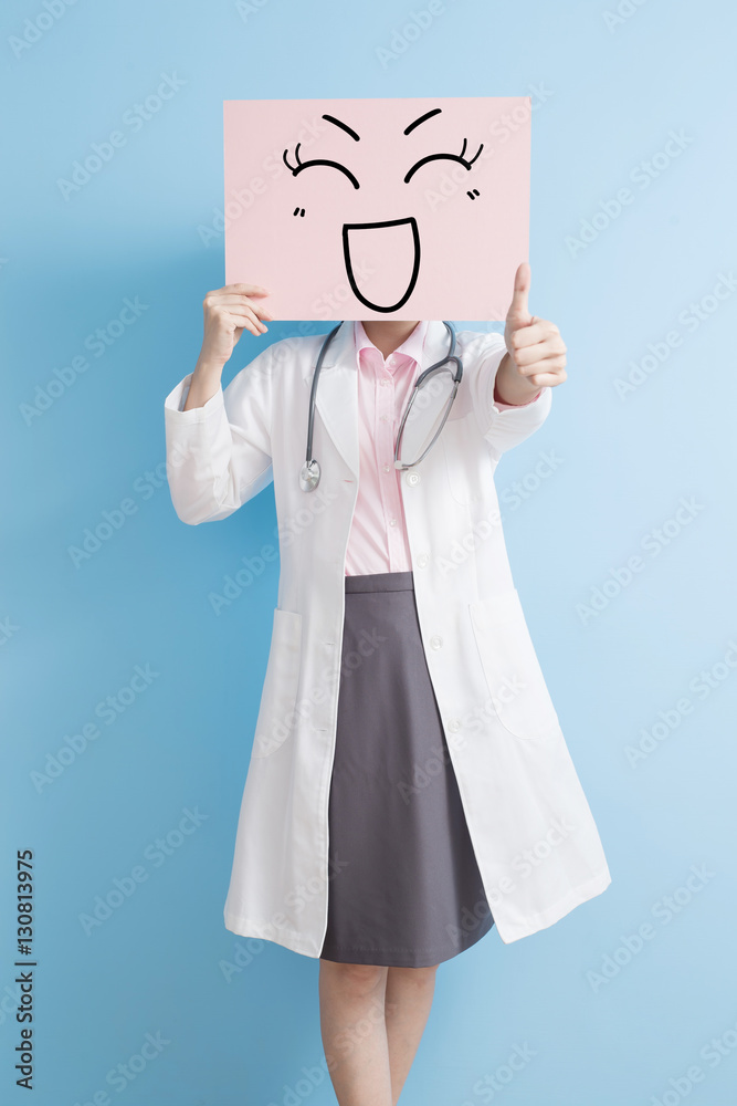 woamn doctor take happy billboard