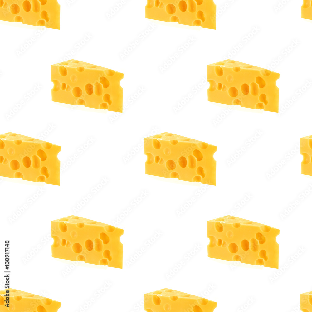 Cheese seamless pattern isolated on white background