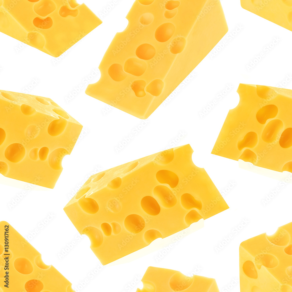 Cheese seamless pattern isolated on white background