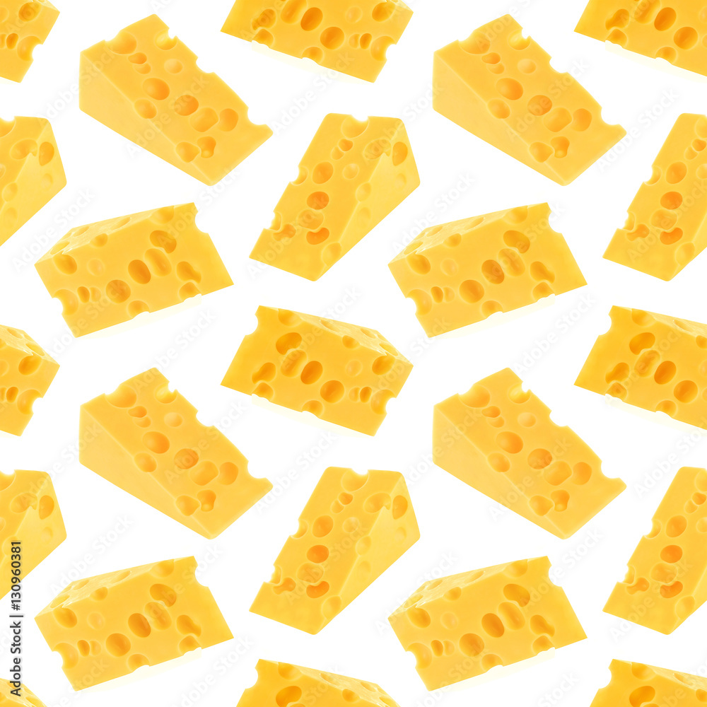 Cheese seamless pattern isolated on white background