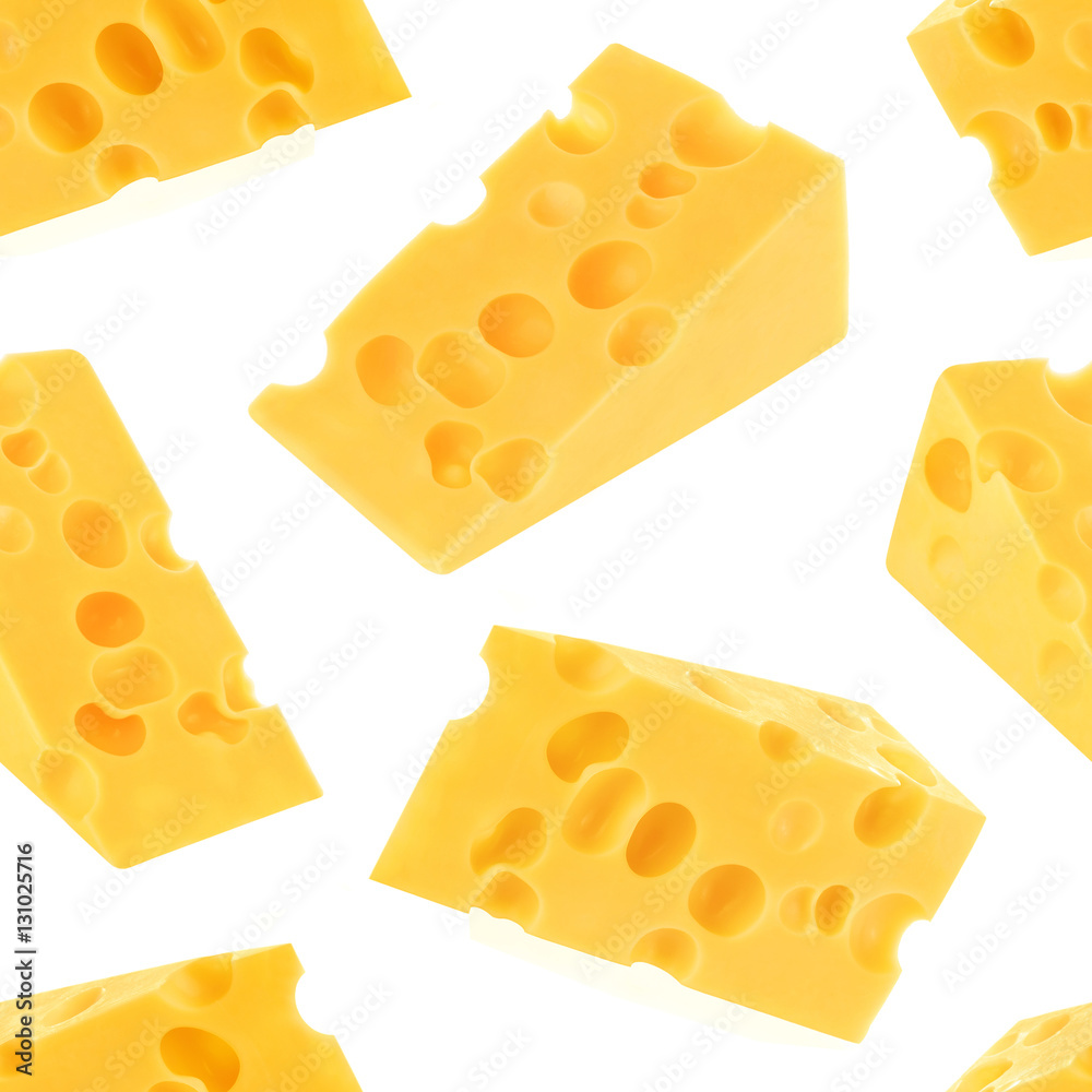 Cheese seamless pattern isolated on white background