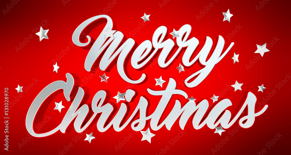 Floating shiny christmas message 3D rendering