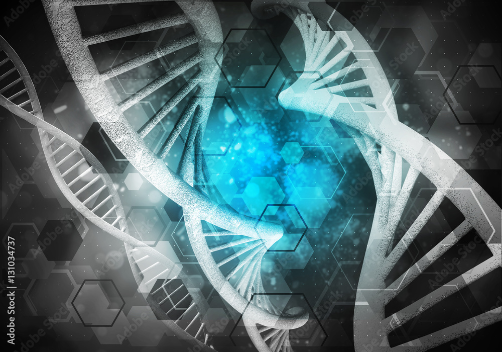 DNA molecules background, 3D rendering