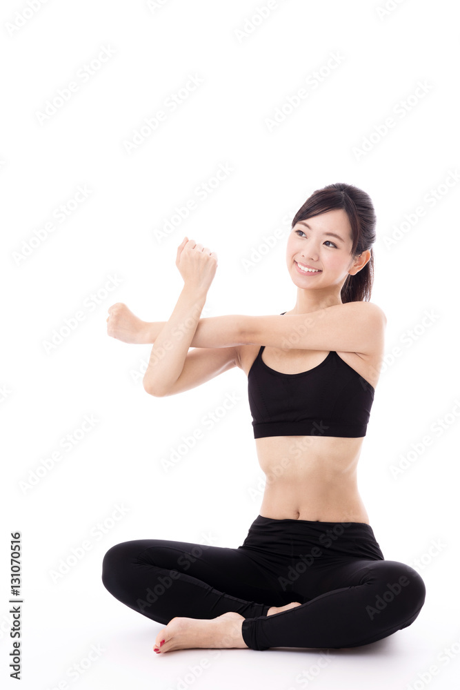 portrait of young asian woman diet image on white background