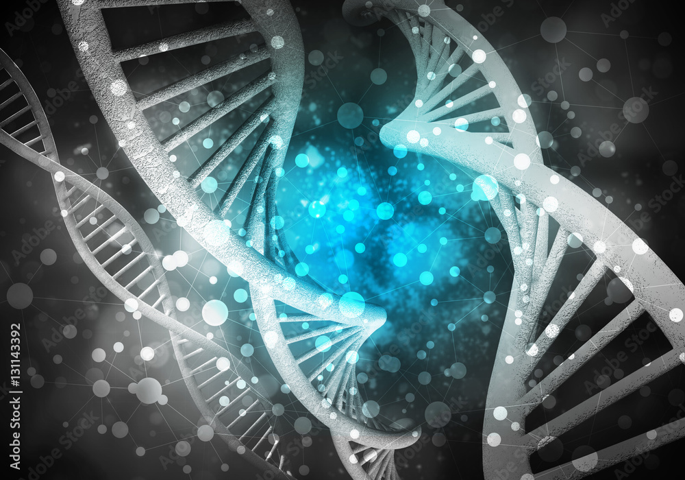 DNA molecules background, 3D rendering