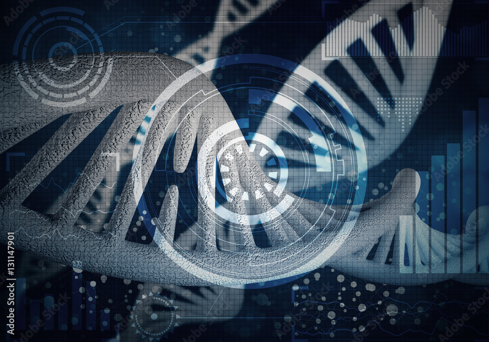 DNA molecules background, 3D rendering