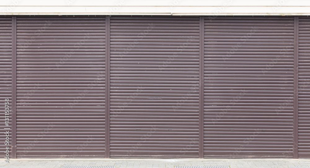 Brown metal shutter door as pattern and background