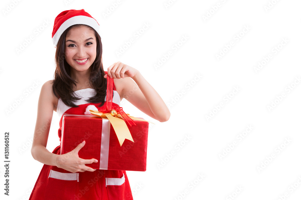 Beautiful Asia woman wear Santa Clause costume