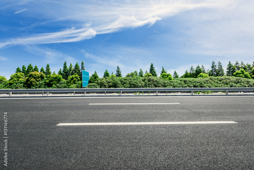 Asphalt road and forest