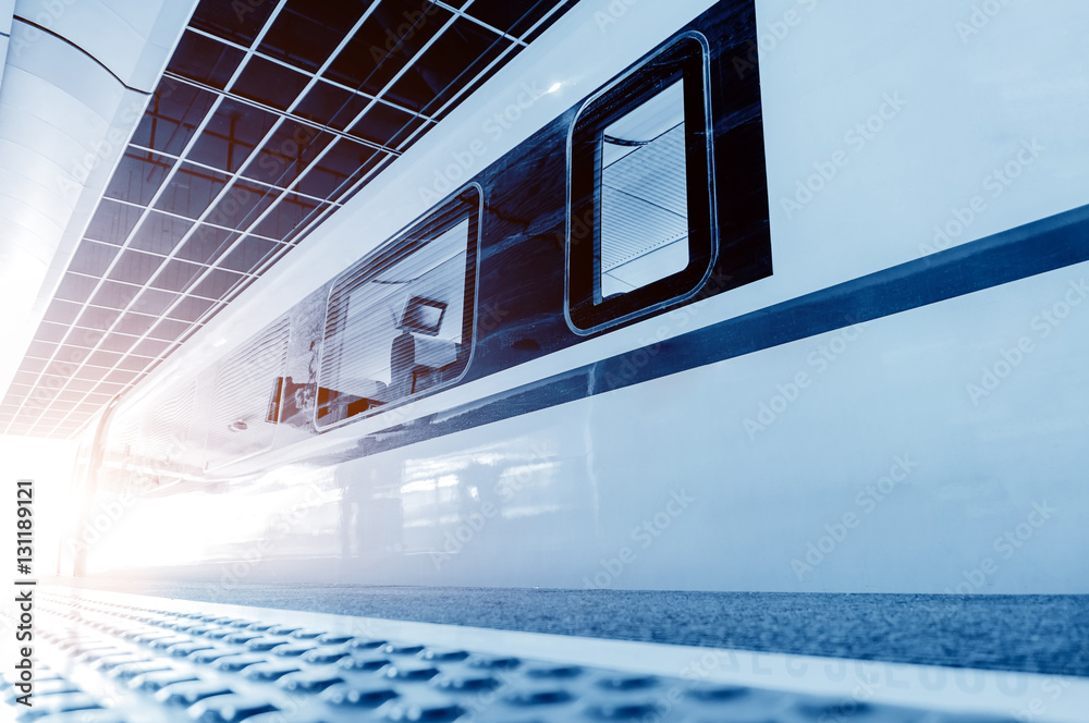 High-speed trains parked at the platform