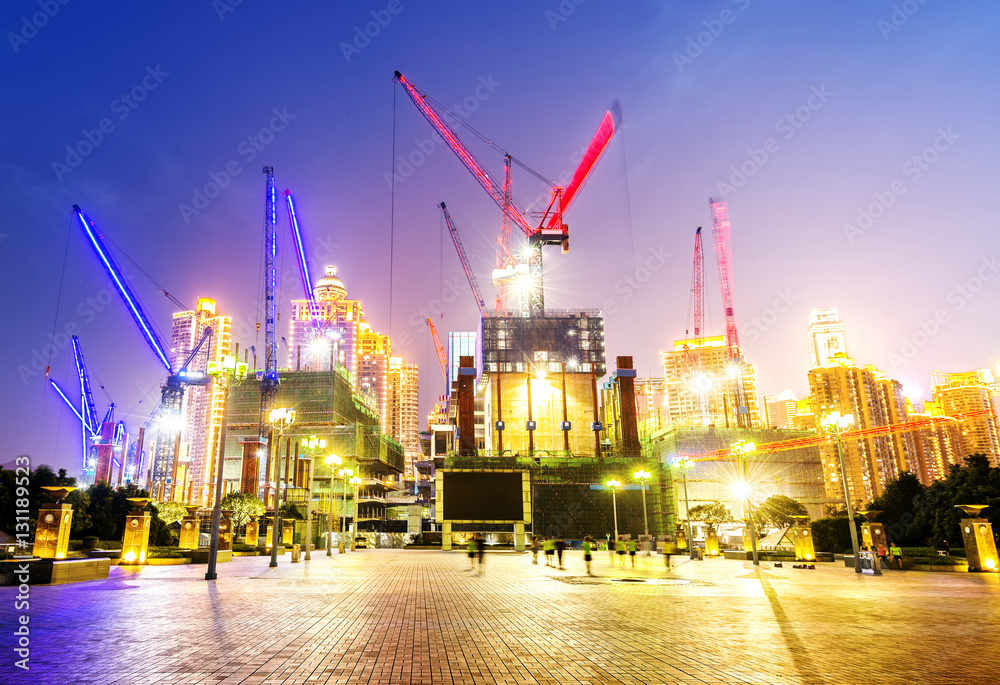 Night construction site