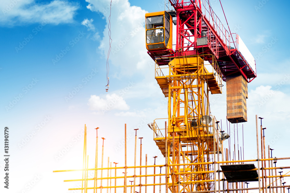 Construction site crane close-up