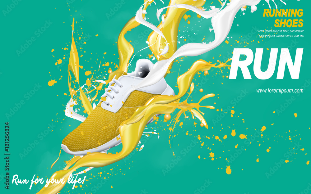 yellow running shoes ad