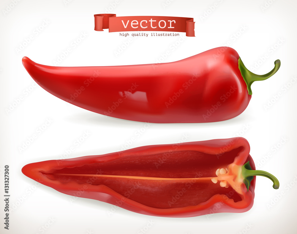 Pepper. Vegetable 3d vector icon