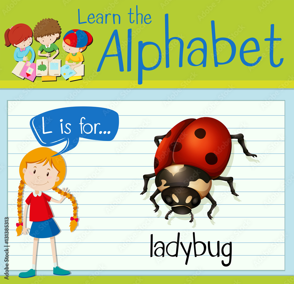 Flashcard letter L is for ladybug