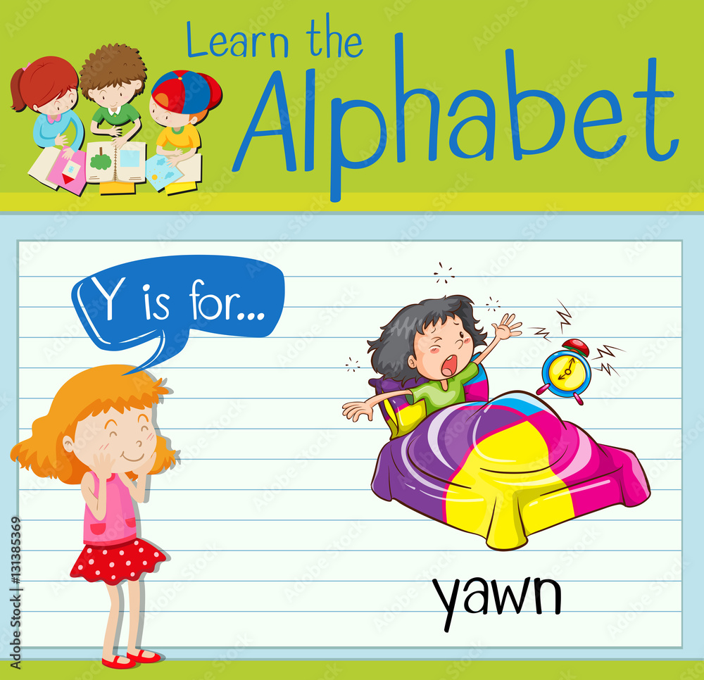 Flashcard letter Y is for yawn