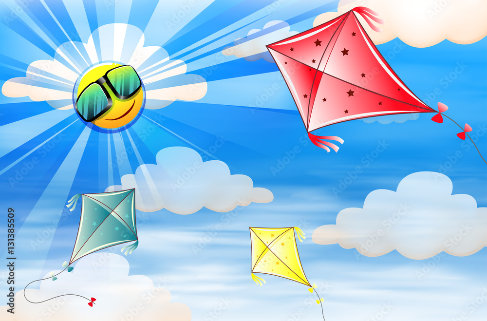 Kites flying in the sky