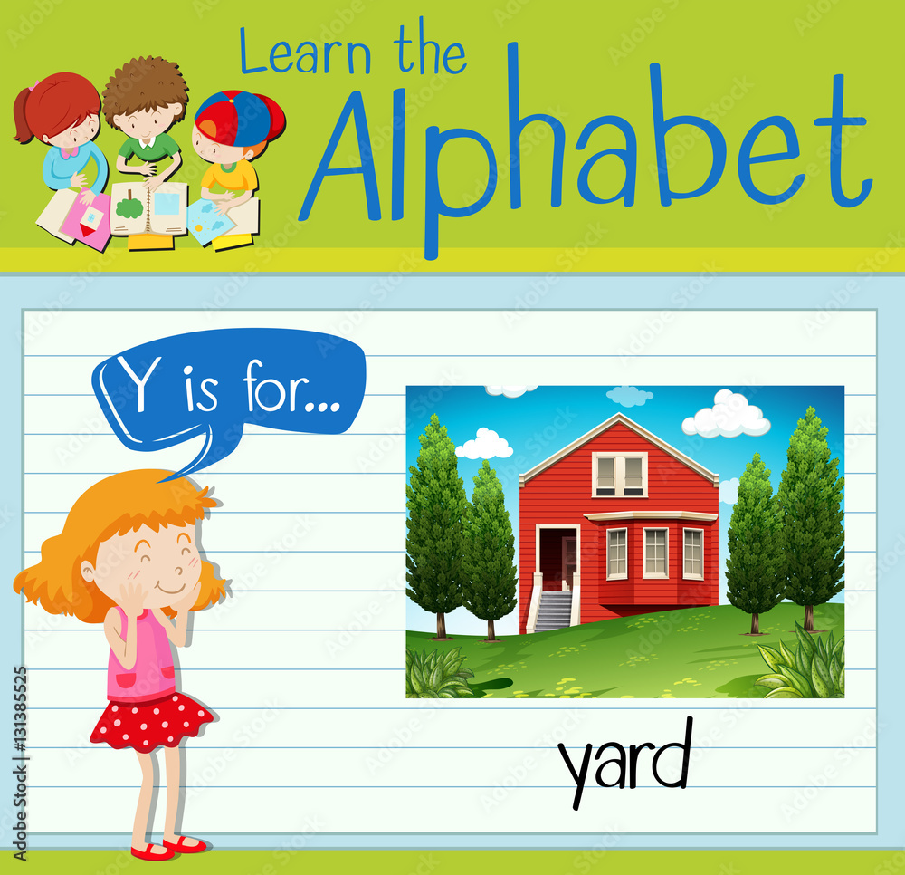 Flashcard letter Y is for yard