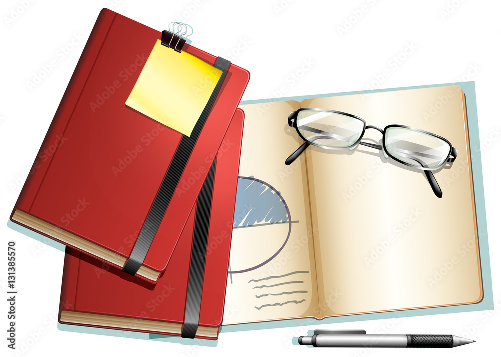 Books and eyeglasses on it