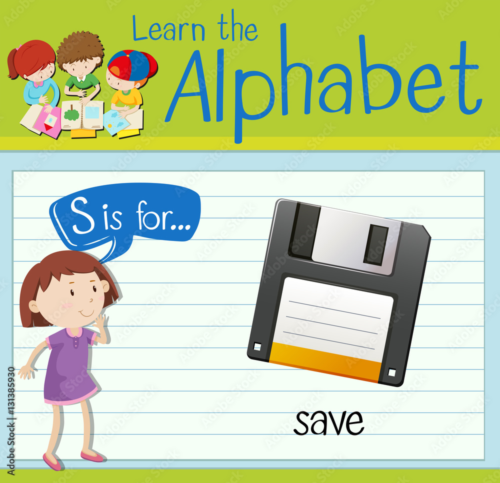 Flashcard letter S is for save