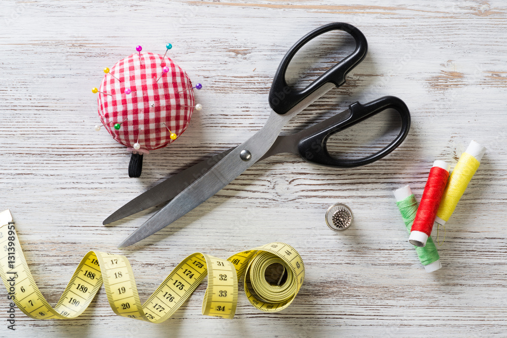 Sewing kit on table