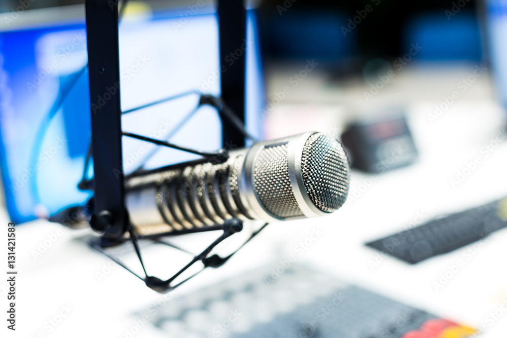 modern equipment in broadcast studio