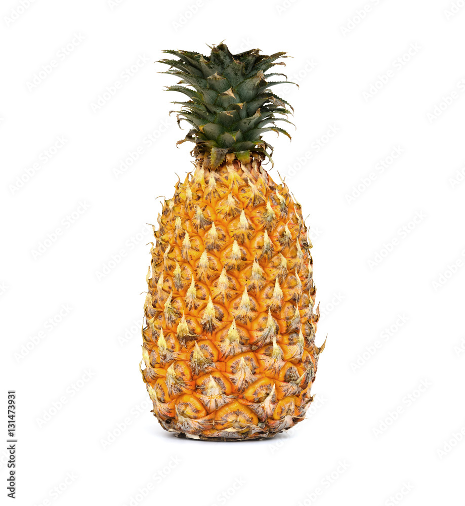 Ripe fruit pineapple on white background