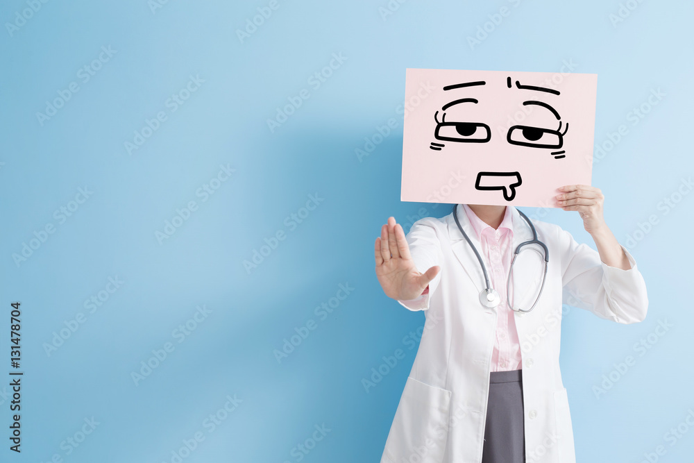 woman doctor take tired billboard