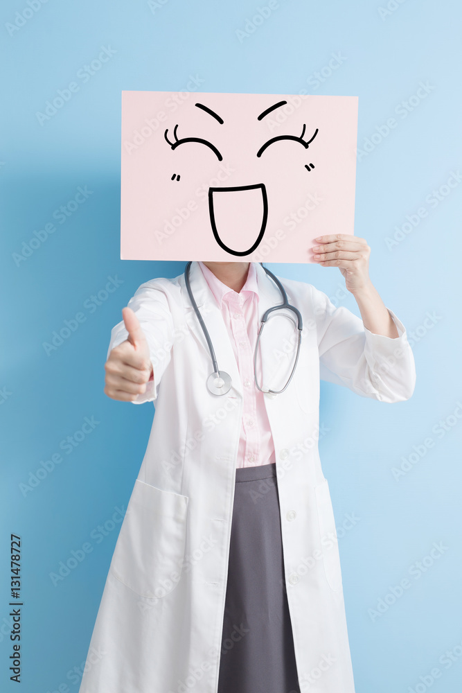 woman doctor take smile billboard