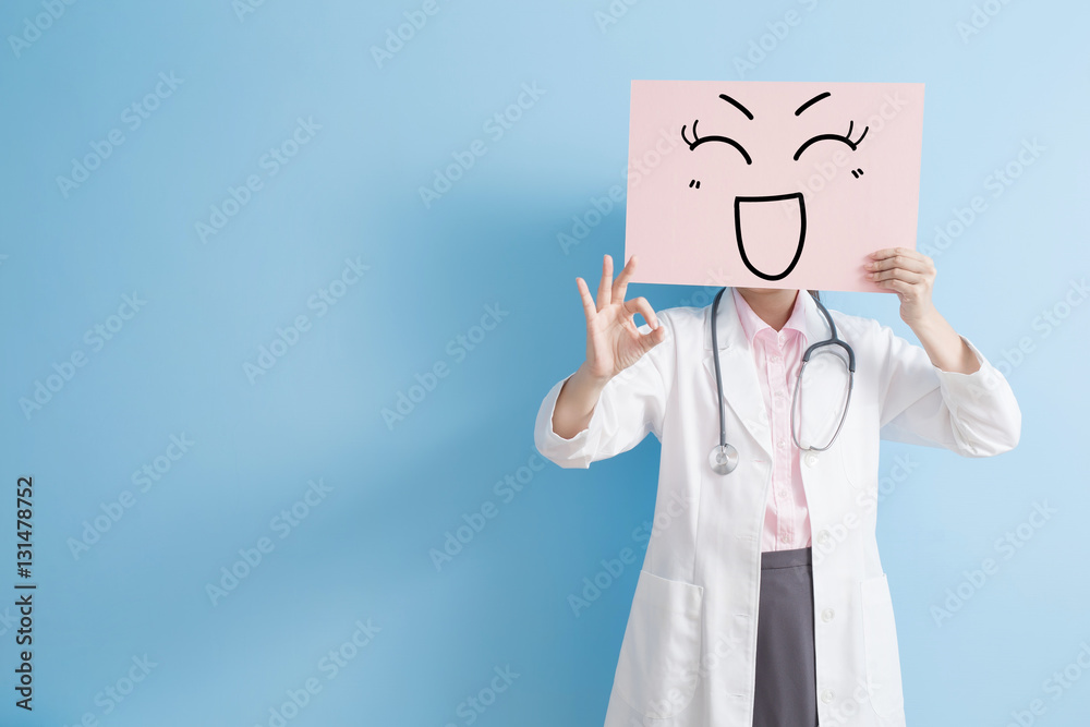 woman doctor take happy billboard