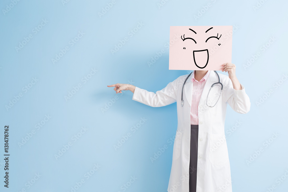 woman doctor take smile billboard