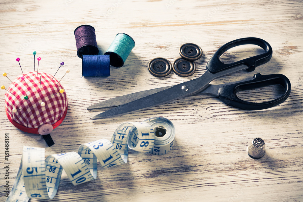 Sewing kit on table