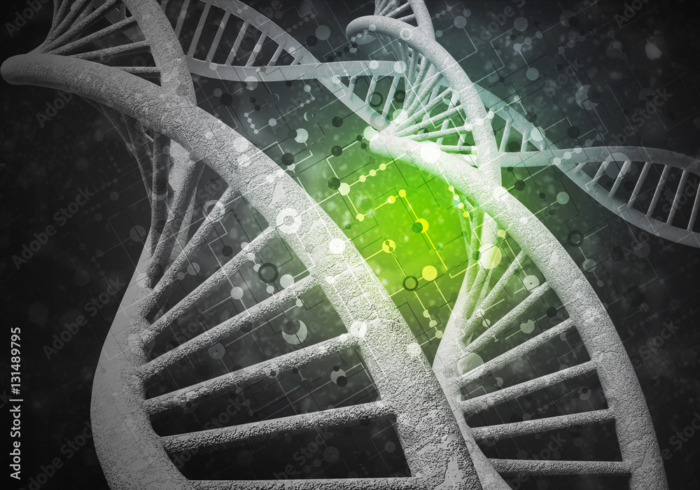 DNA molecules background, 3D rendering