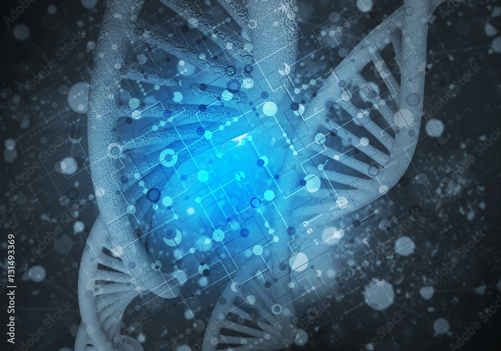 DNA molecules background, 3D rendering