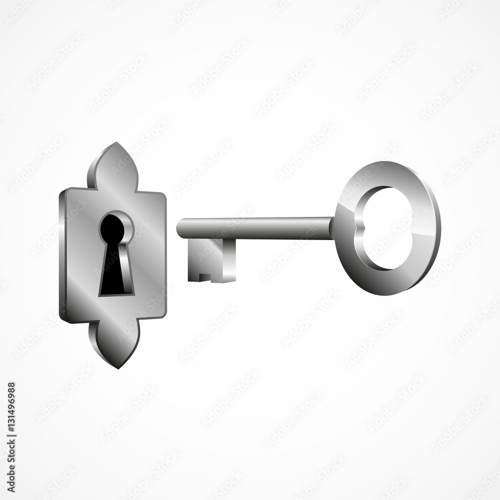 Key and keyhole, vector, isolated on white