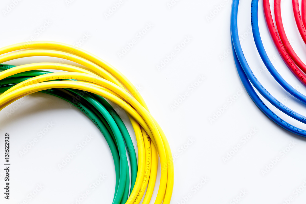 concept network internet cable on white background top view