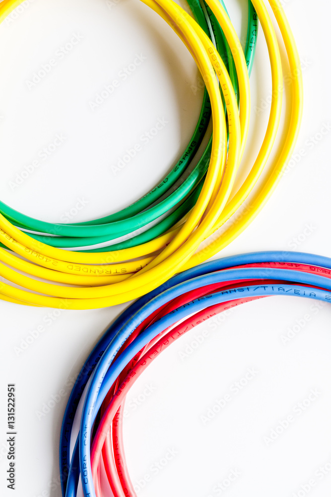 concept network internet cable on white background top view