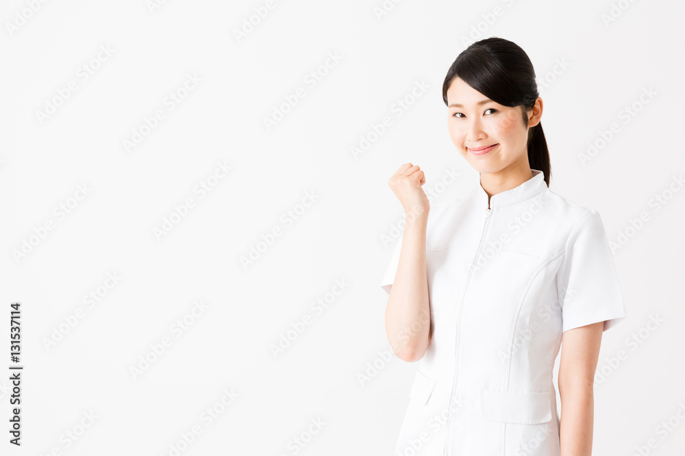 young asian nurse isolated on white background