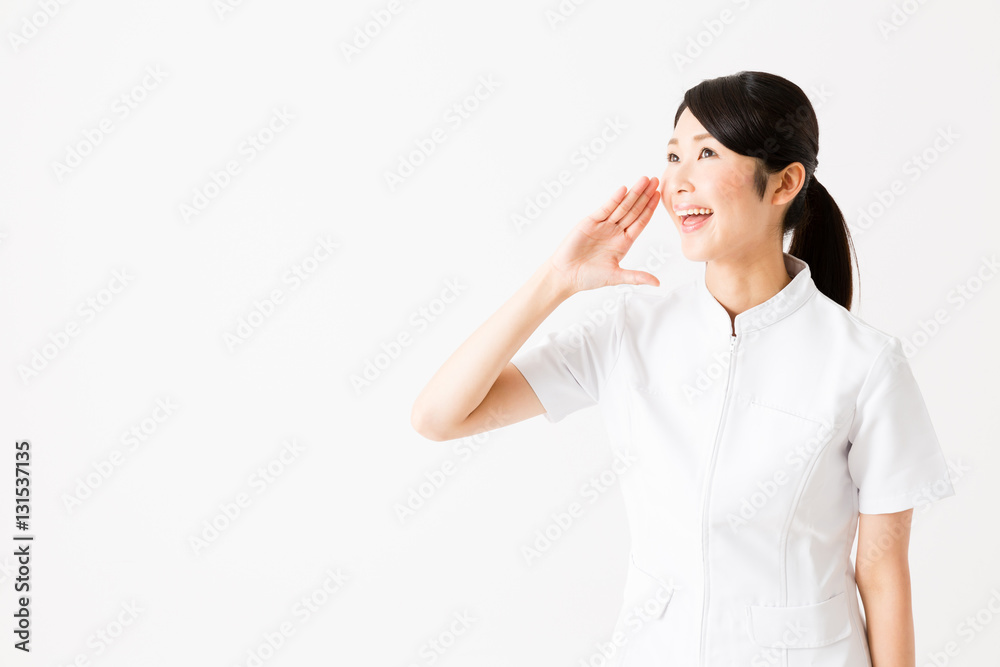 young asian nurse isolated on white background