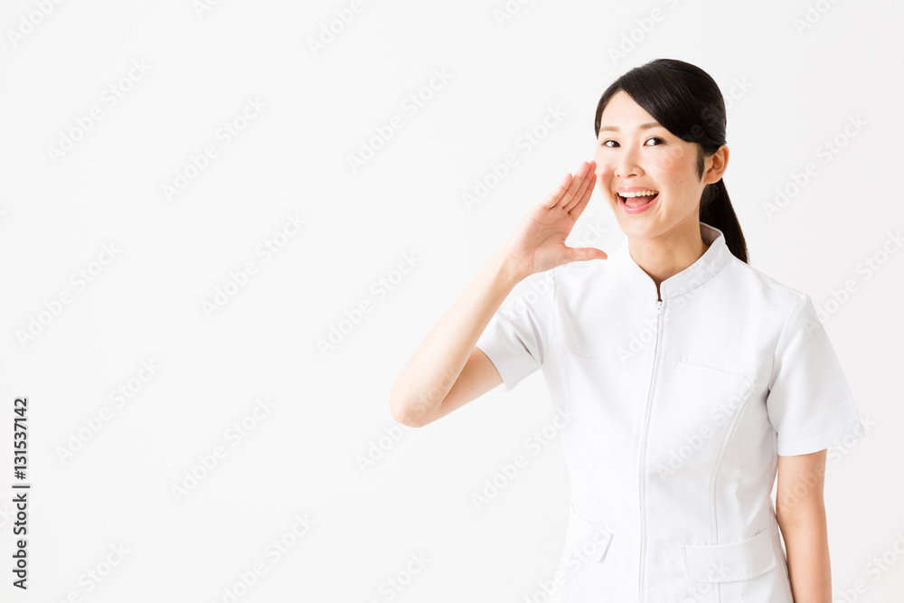 young asian nurse isolated on white background