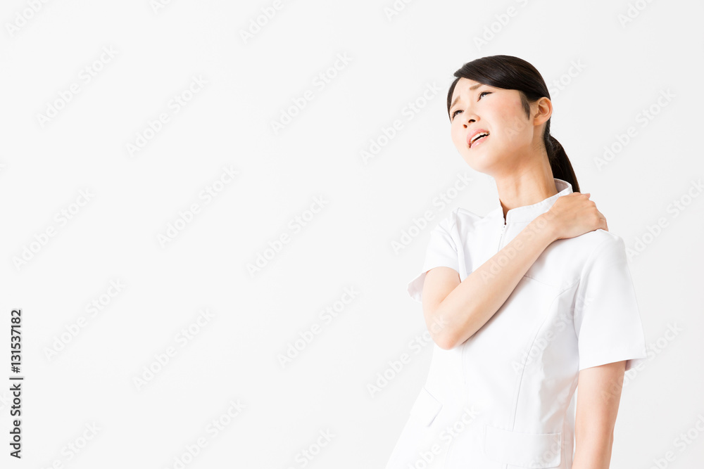 young asian nurse isolated on white background