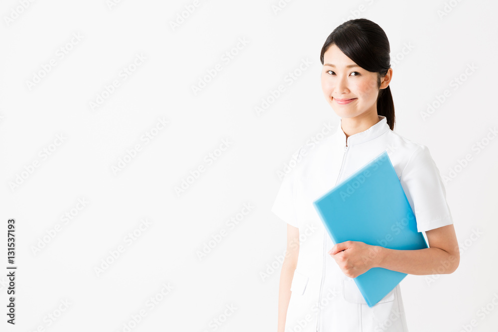 young asian nurse isolated on white background