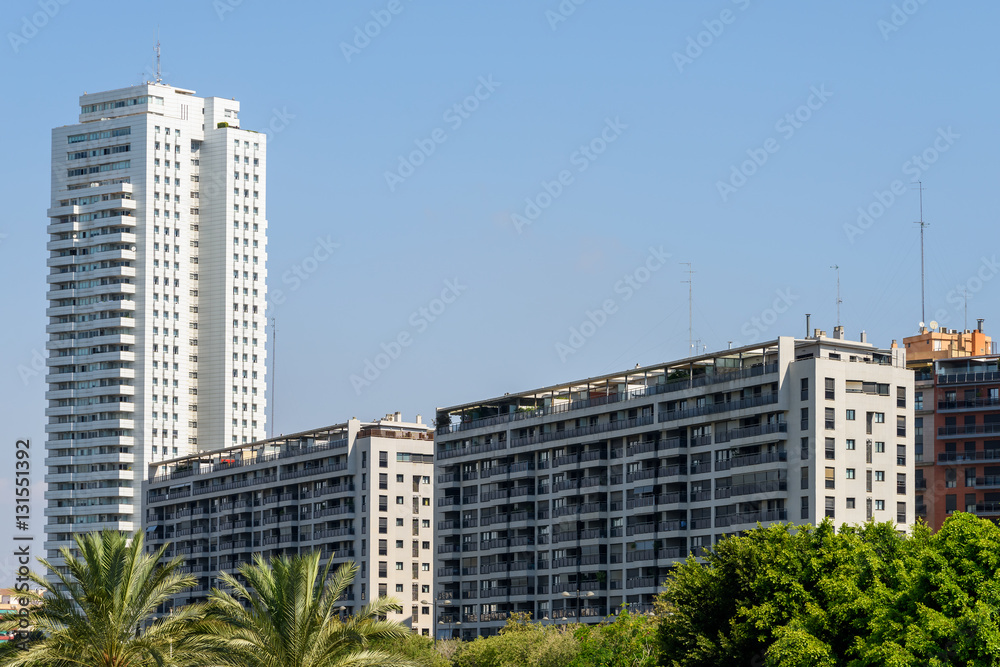 Valencia City Skyline Buildings In Summer