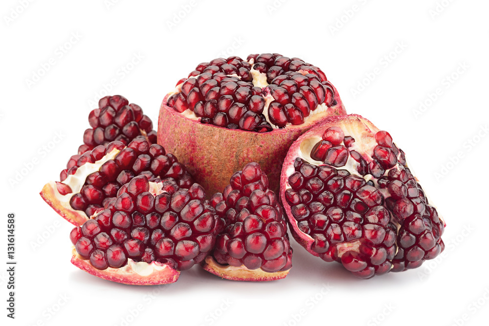 Pomegranate fruit on white