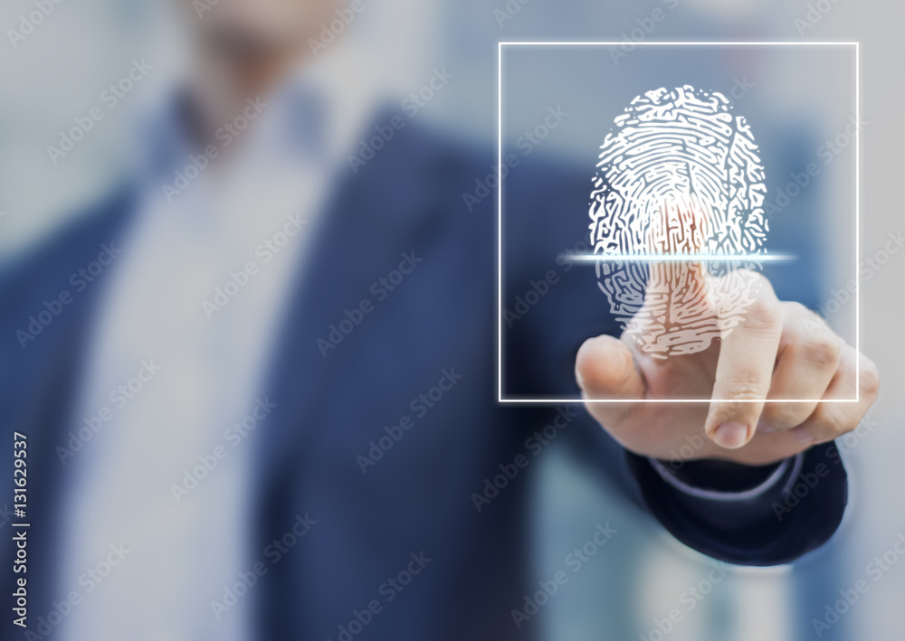 Fingerprint scan provides security access with biometrics identification